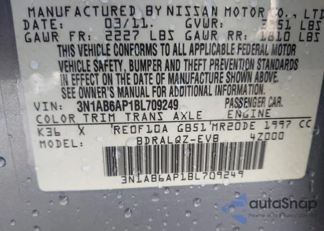 2011 Nissan Sentra 2.0 from USA, damaged, VIN 3N1AB6AP1BL709249